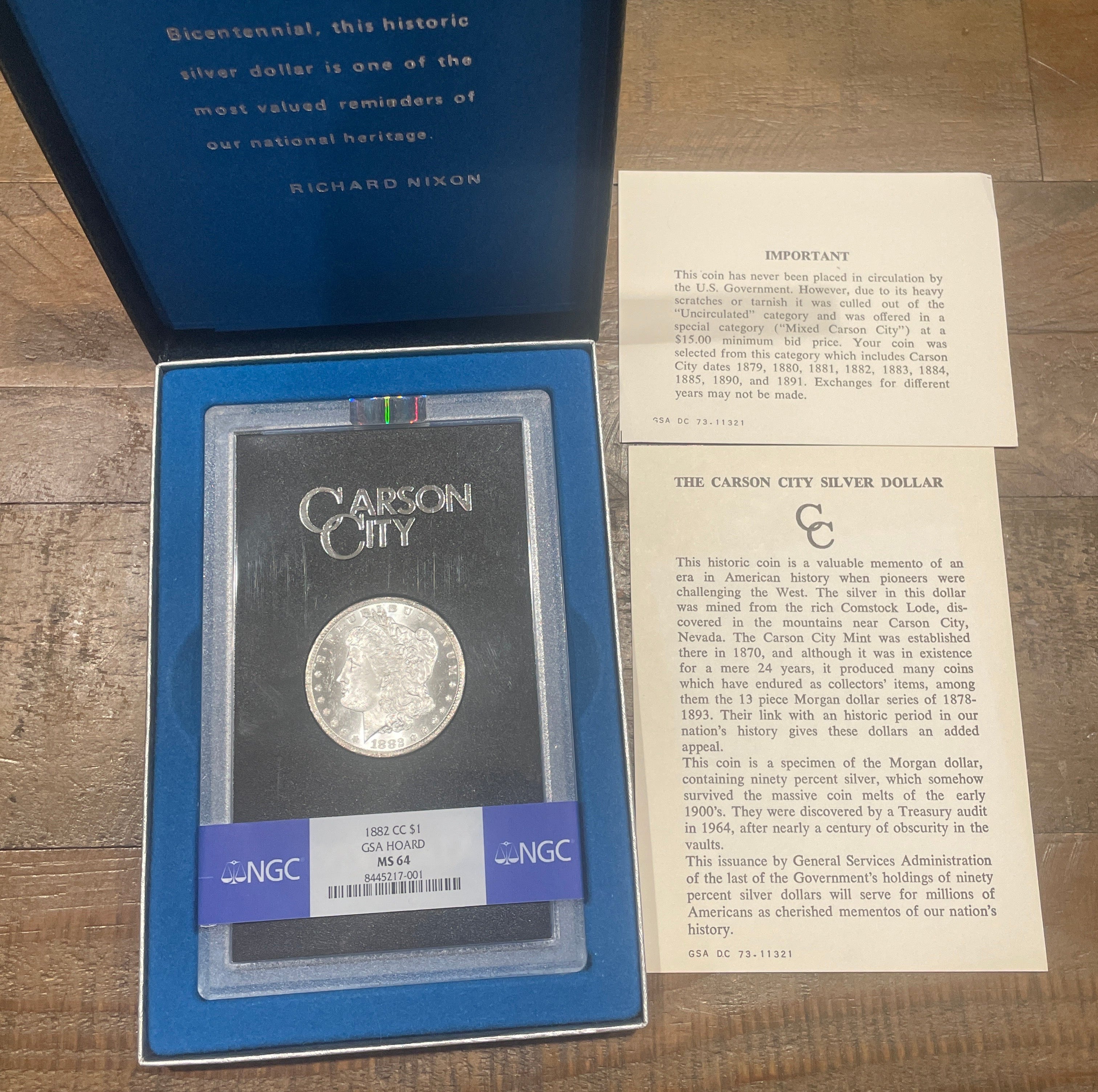 1882-CC $1 Morgan Silver Dollar GSA Hoard NGC MS64