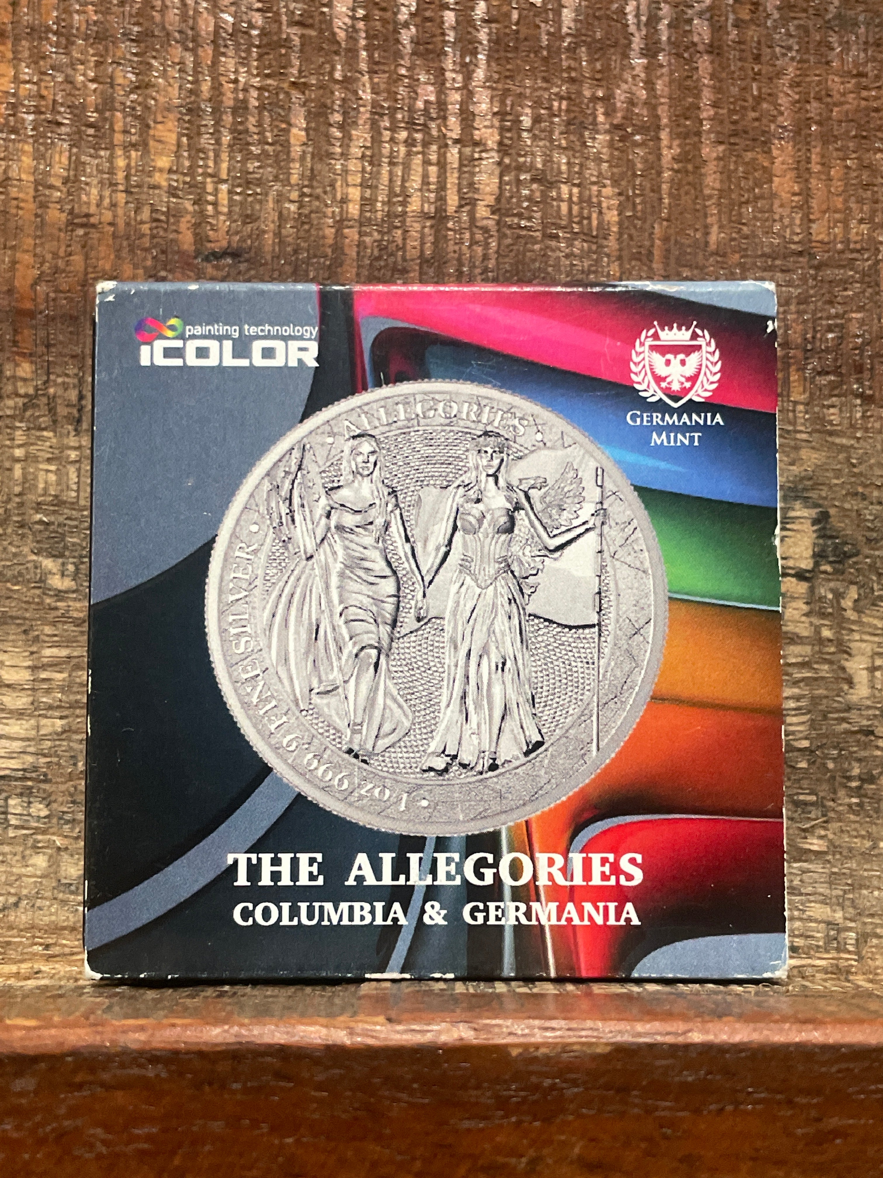 2019 Germania 5 Marks The Allegories: Columbia and Germania 1 oz .9999 Fine Silver
