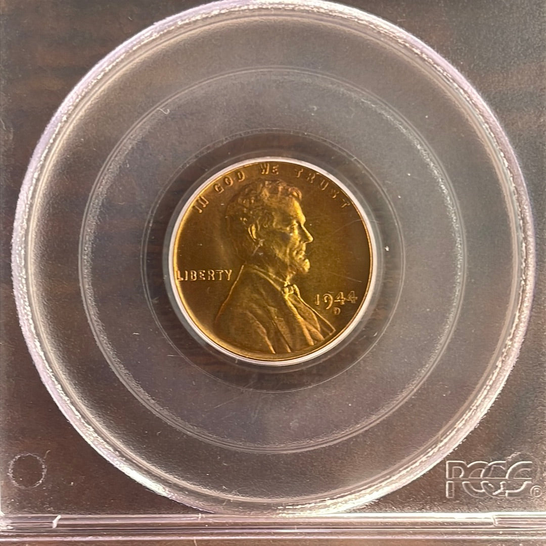 1944 PDS set of 3, 1c US Lincoln Wheat Cent PCGS MS66 RD
