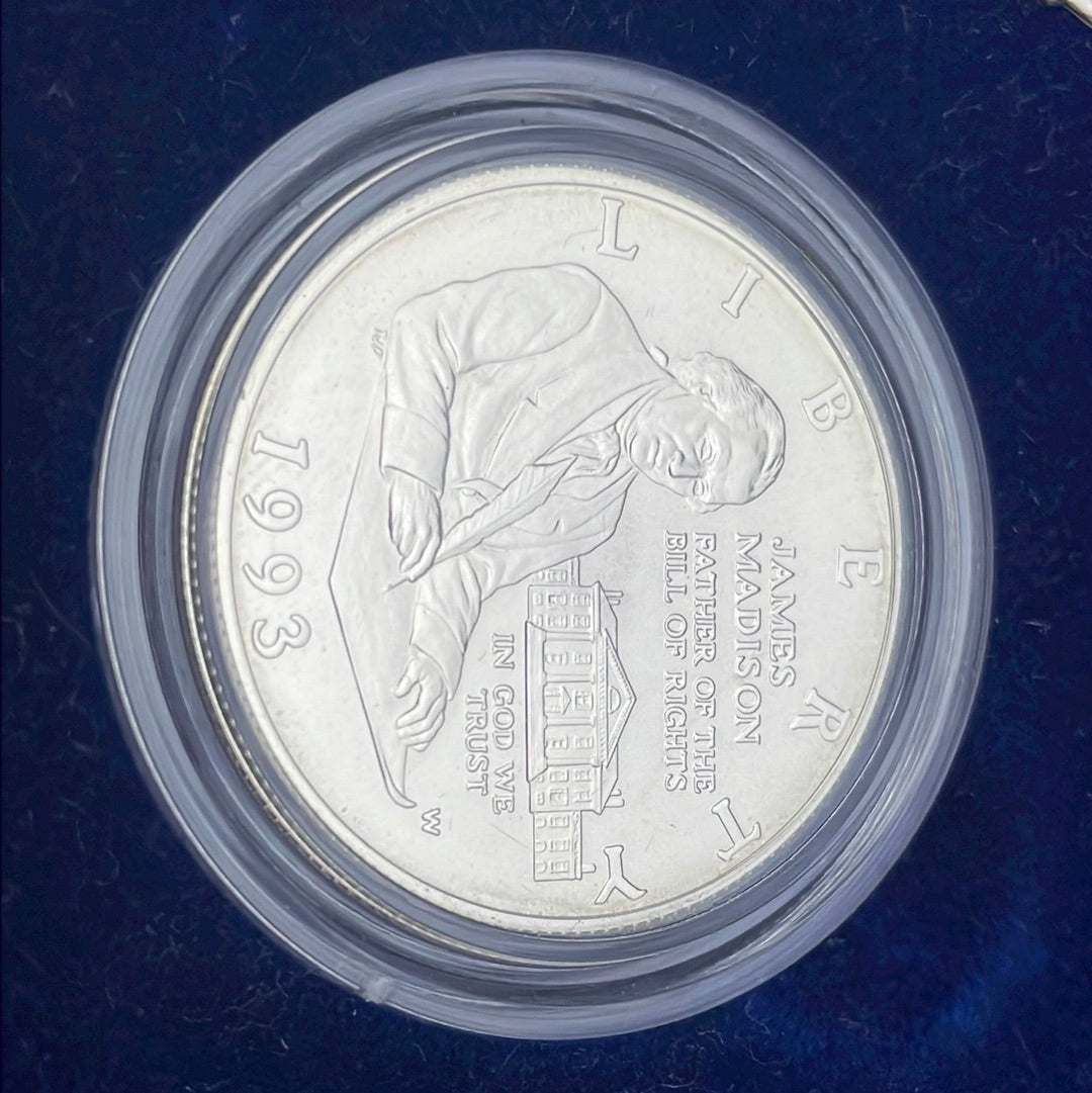 1993 D&W US Mint Bill of Rights Coins Commemorative Silver Dollar and Half Dollar.