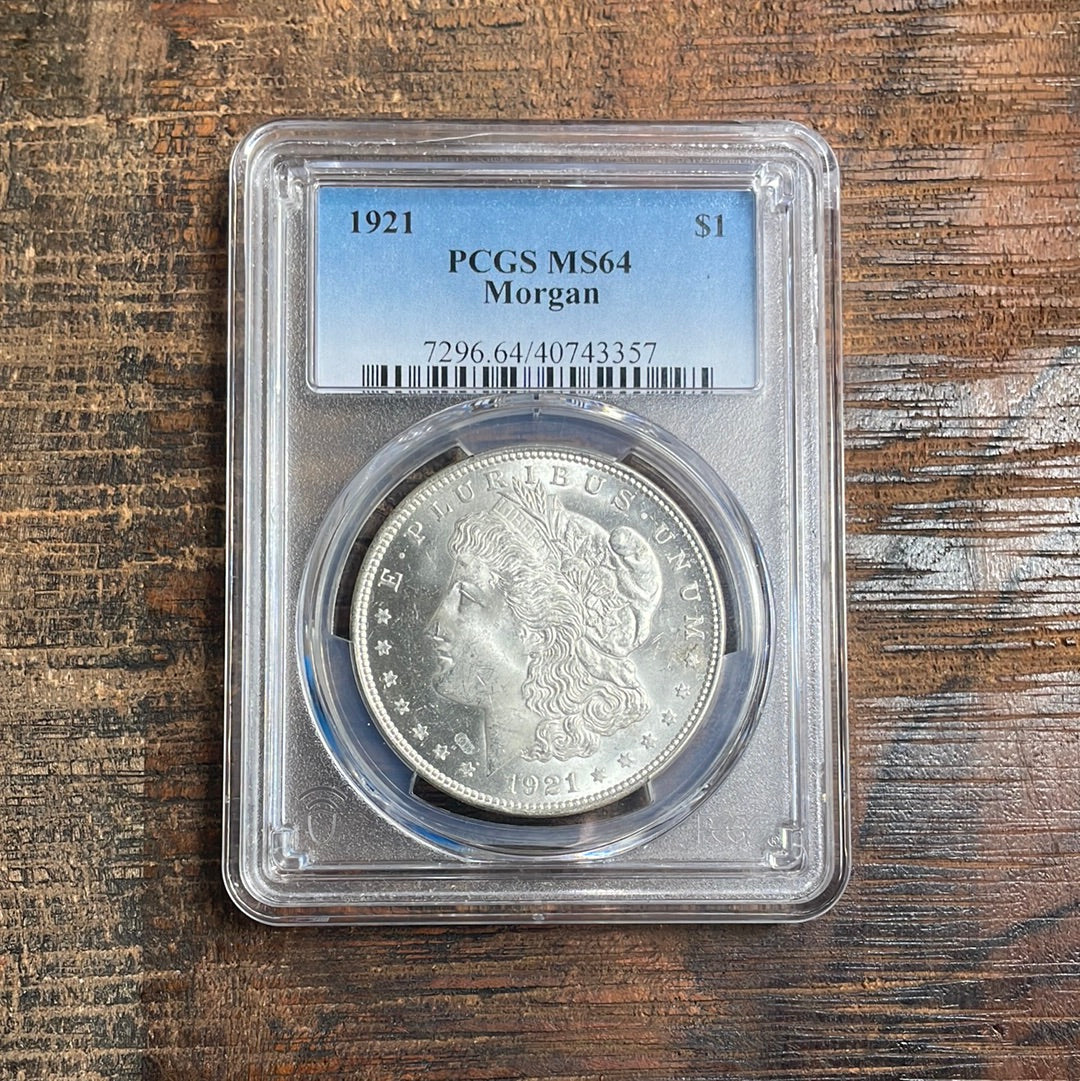 1921 US $1 Morgan Silver Dollar PCGS MS64