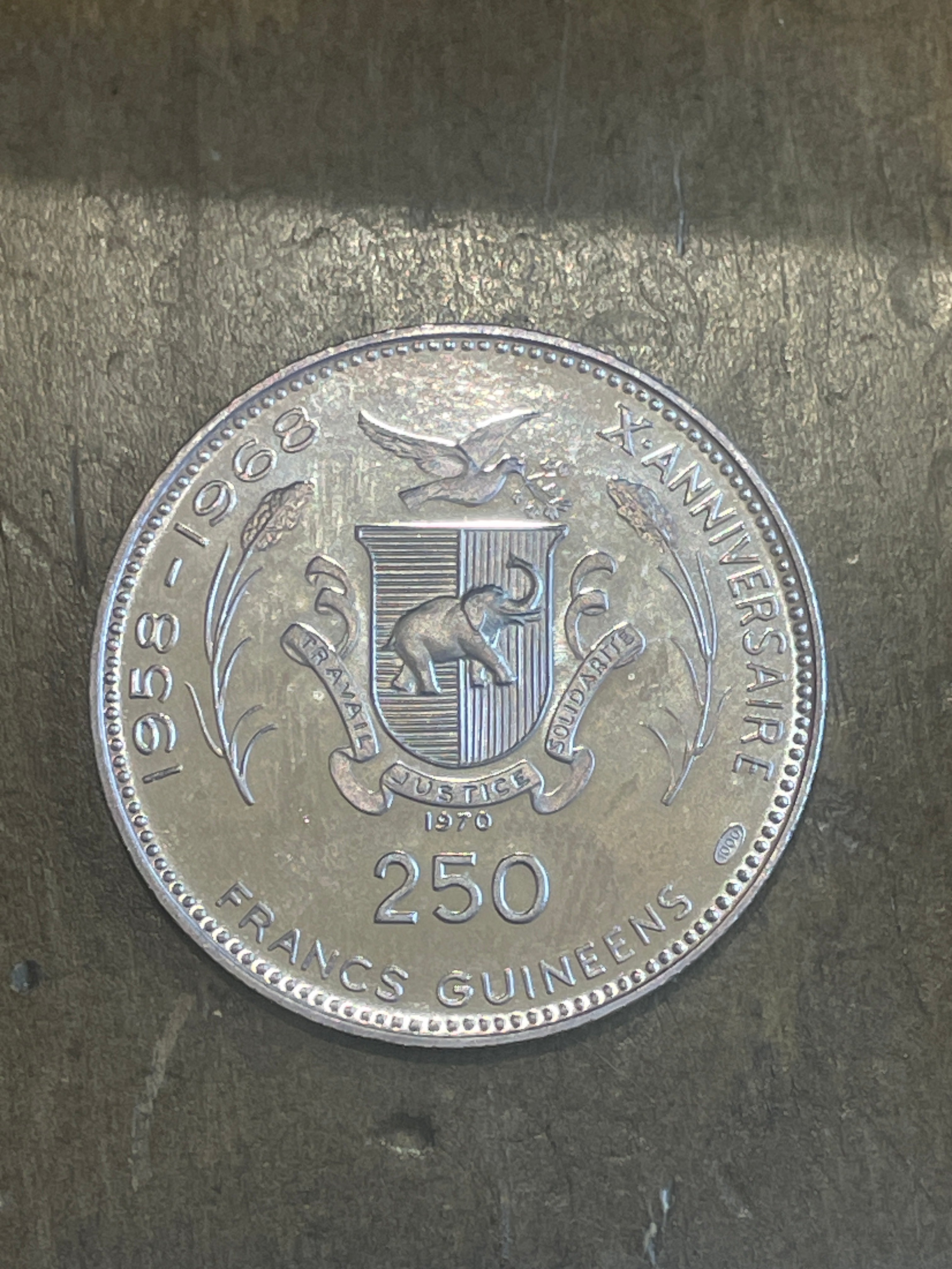 1970 250 Francs Guineens Apollo XIII Silver Proof Commemorative