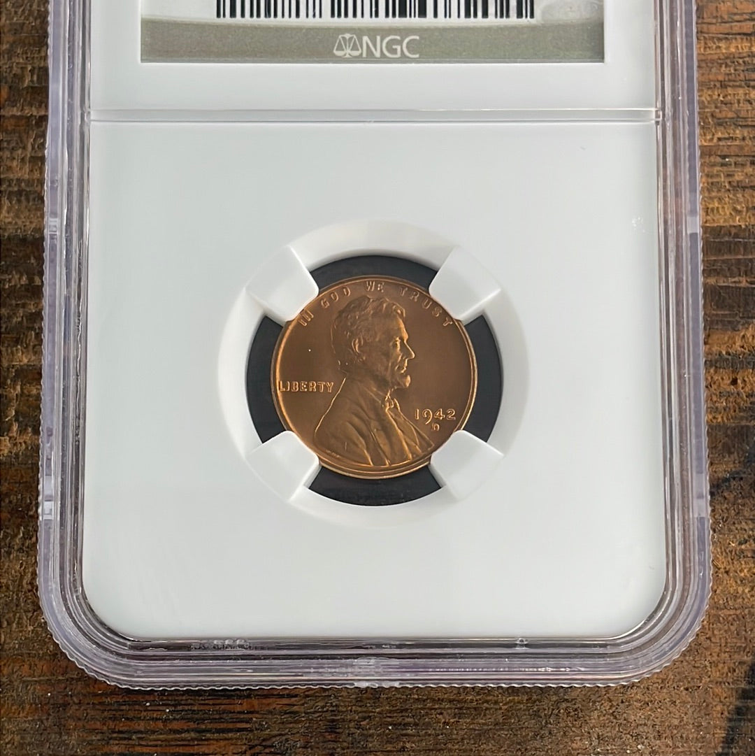 1942-D 1c US Lincoln Wheat Cent NGC MS66 RD