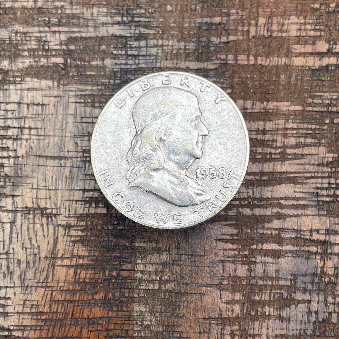 1958-D 50C US Franklin Half Dollar