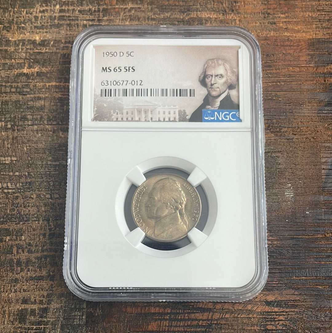 1950-D 5c US Jefferson Nickel NGC MS65 5FS.