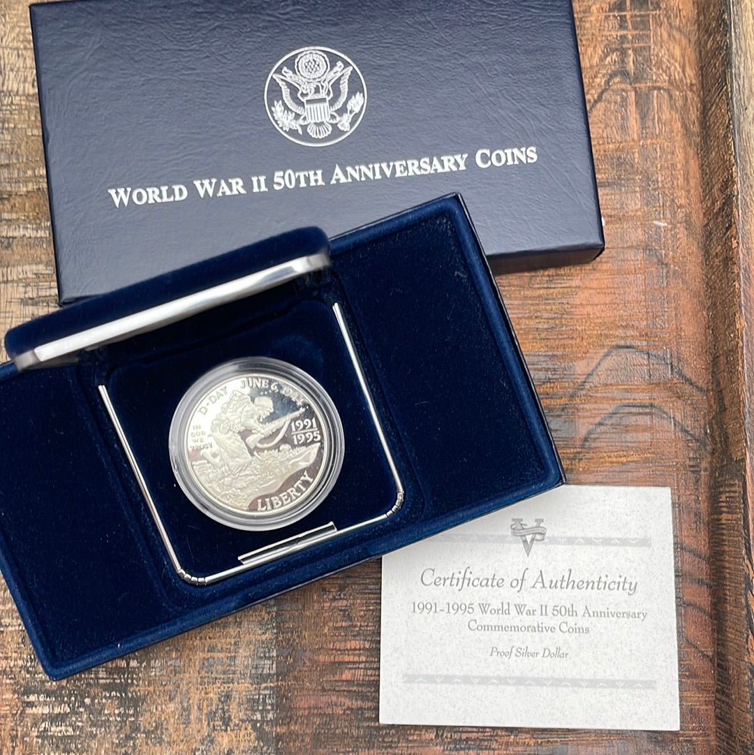 1991-1995 (1993-W) US $1 World War II 50th Anniversary Proof Silver Dollar