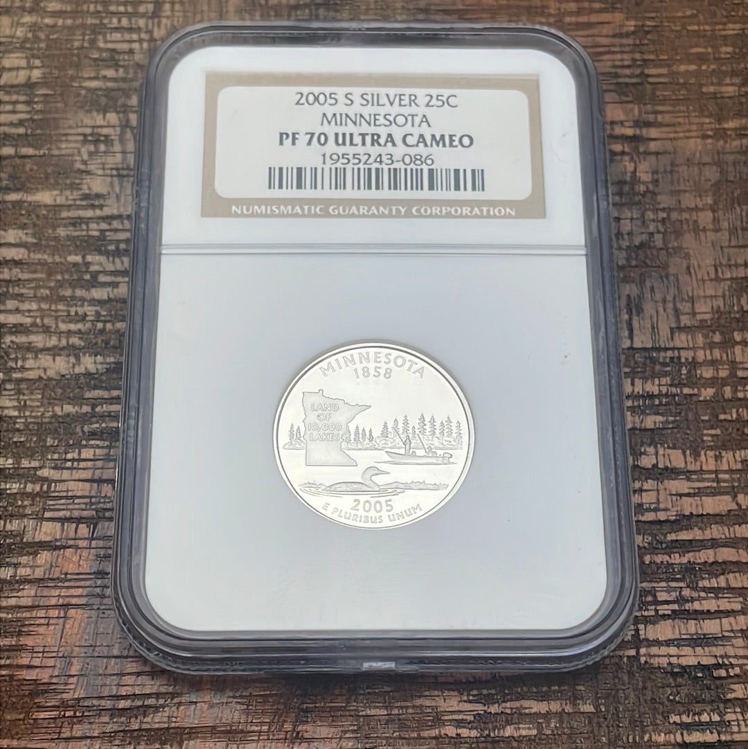 2005-S US 25c Silver Minnesota State Quarter NGC PR70 ULTRA CAMEO