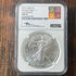 2021 $1 US American Silver Eagle, Heraldic Eagle T-1, First Release Mercanti signed, NGC MS70