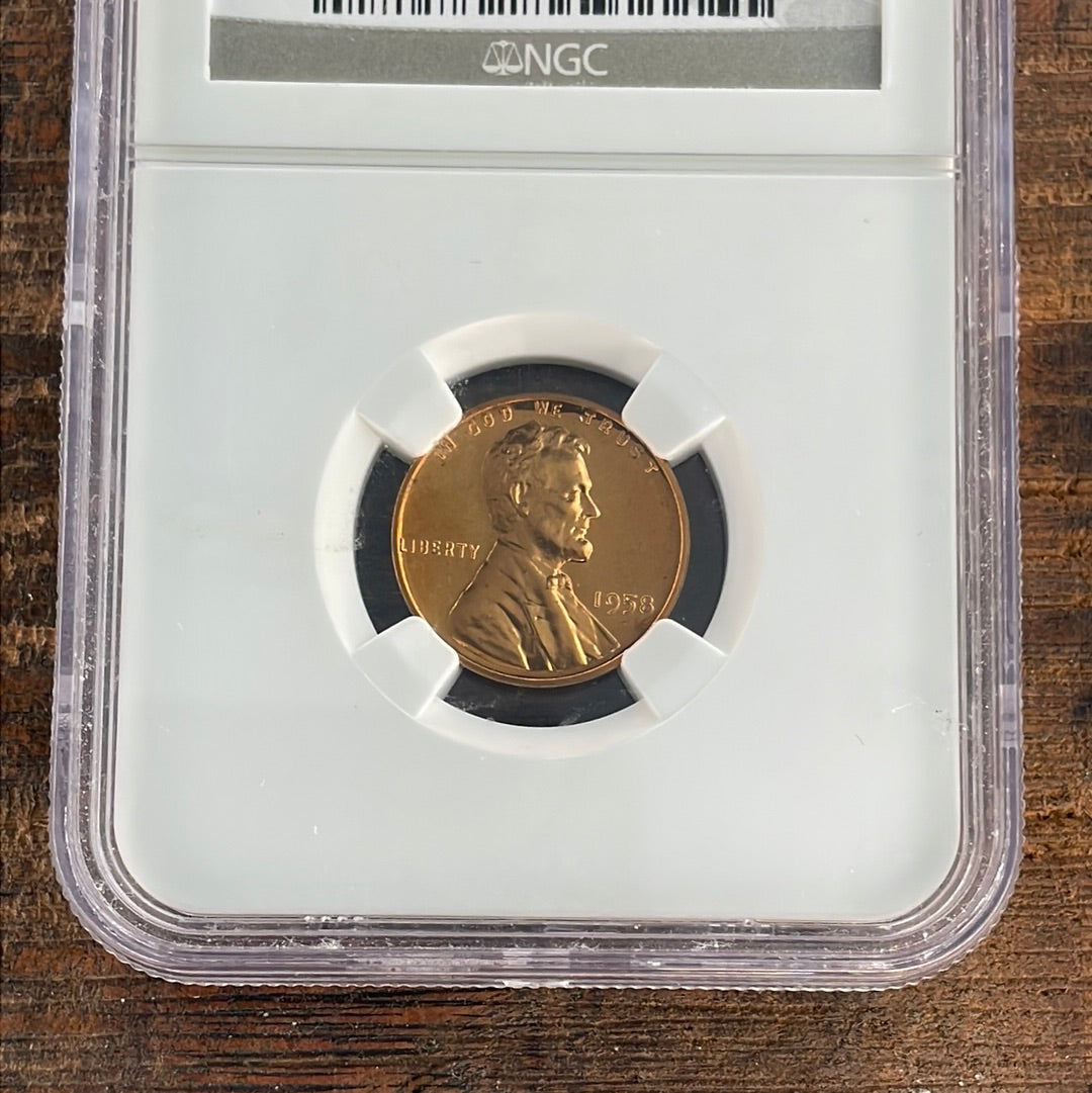 1958 1c US Lincoln Wheat Cent NGC PF66 RD Cameo