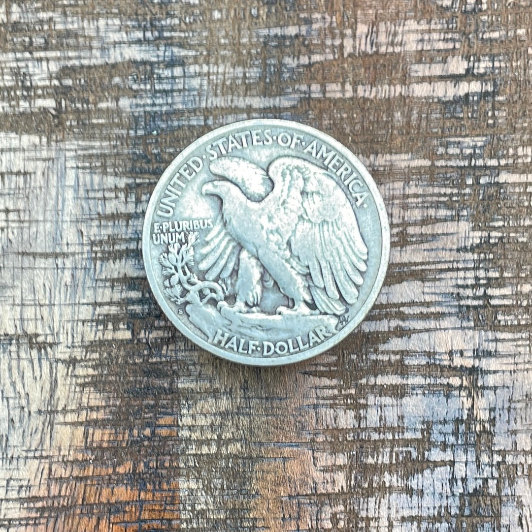 1917-S 50C US Walking Liberty Half Dollar - Mint Mark on Reverse