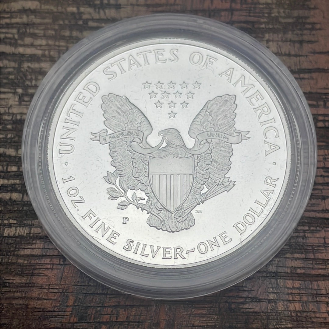 1995-P $1 US American Proof Silver Eagle Coin~Capsule, Presentation Case, and Box included ~ NO COA