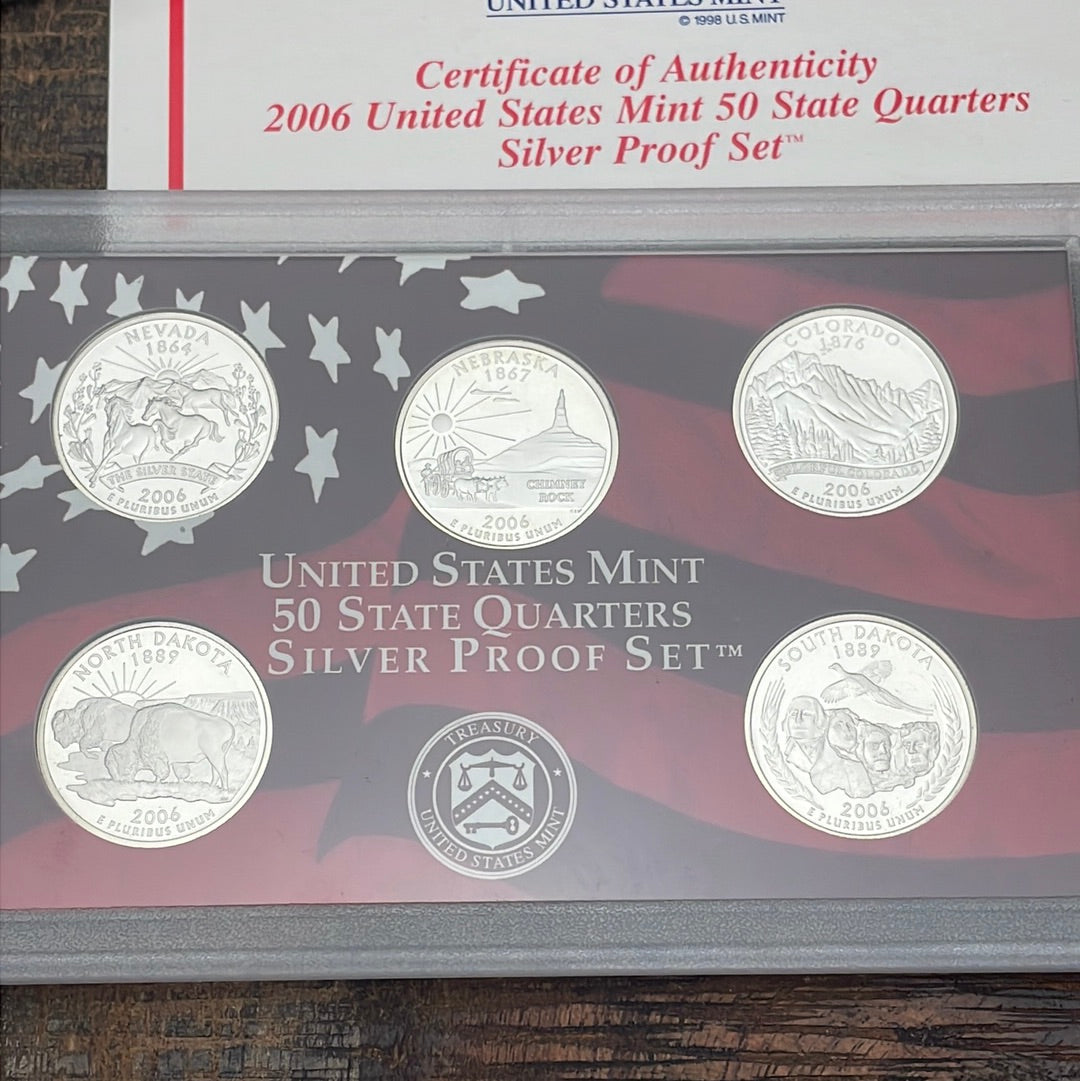 2006 US Mint 50 State Quarters Silver Proof Set in OGP with COA