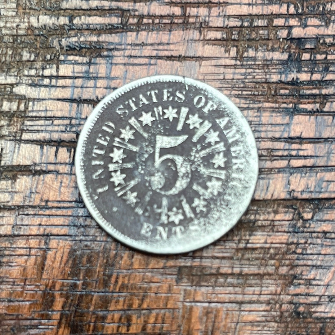 1867 5C Shield Nickel ~ with rays