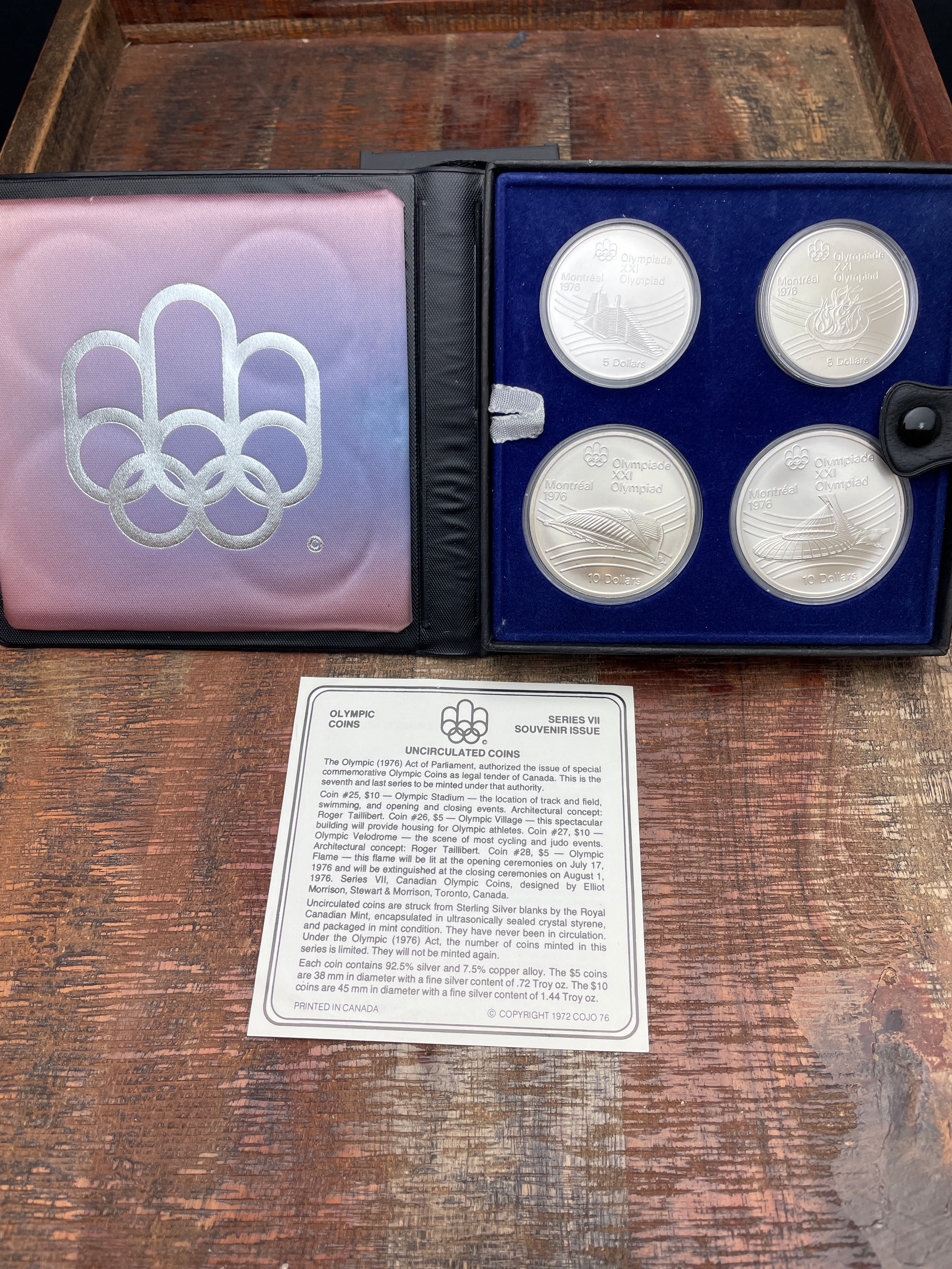 1976 Canada 4-Coin Olympic Silver Series VII ~ 4.32 oz ASW Sterling Silver