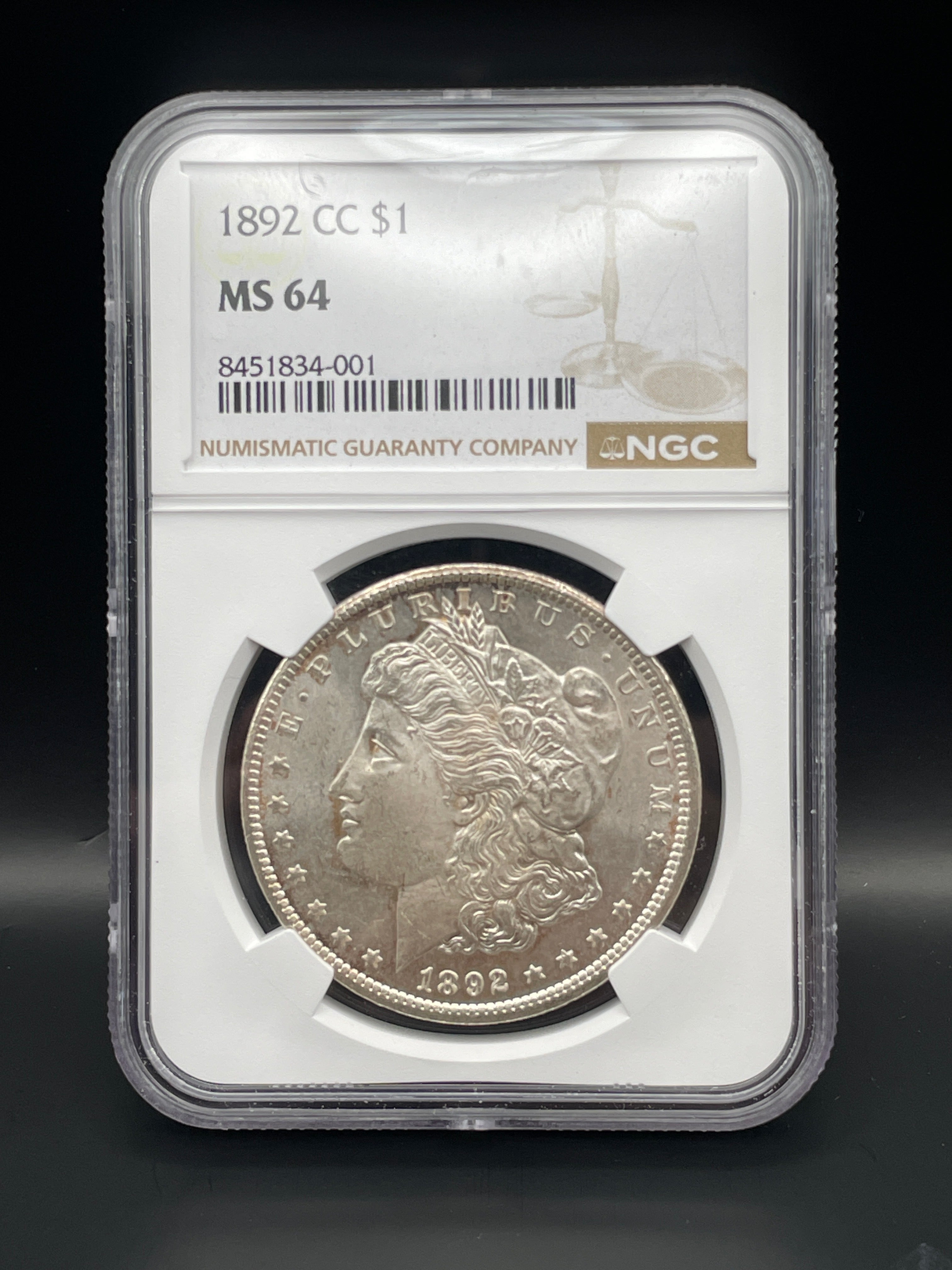 1892-CC $1 Morgan Silver Dollar Carson City NGC MS64 ~ Key Date