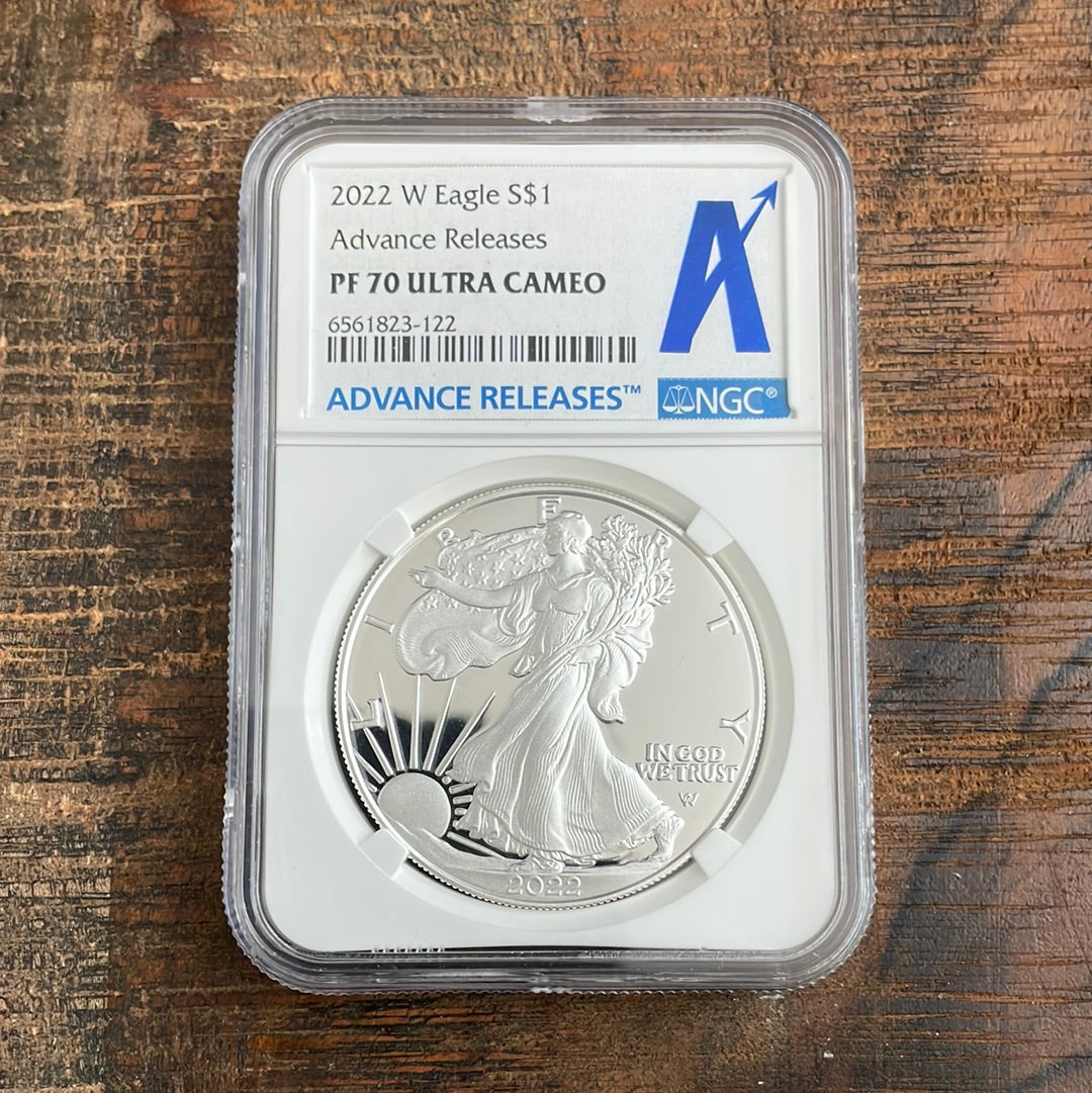 2022-W $1 US American Silver Eagle, AR, NGC PF70 Ultra Cameo