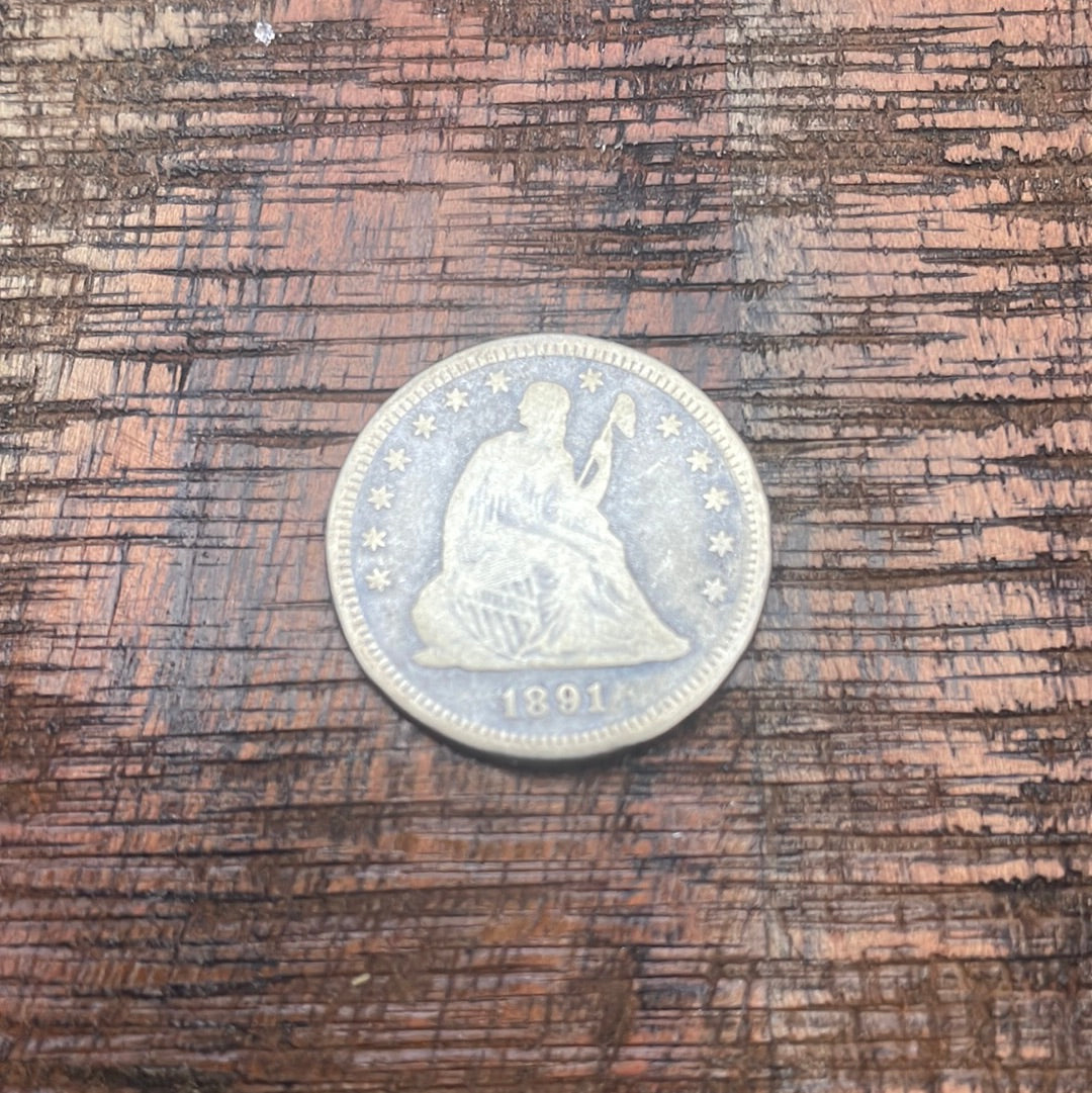 1891 25c US Seated Liberty Quarter ~Variety 4 Resumed with weight Standard of Variety 5