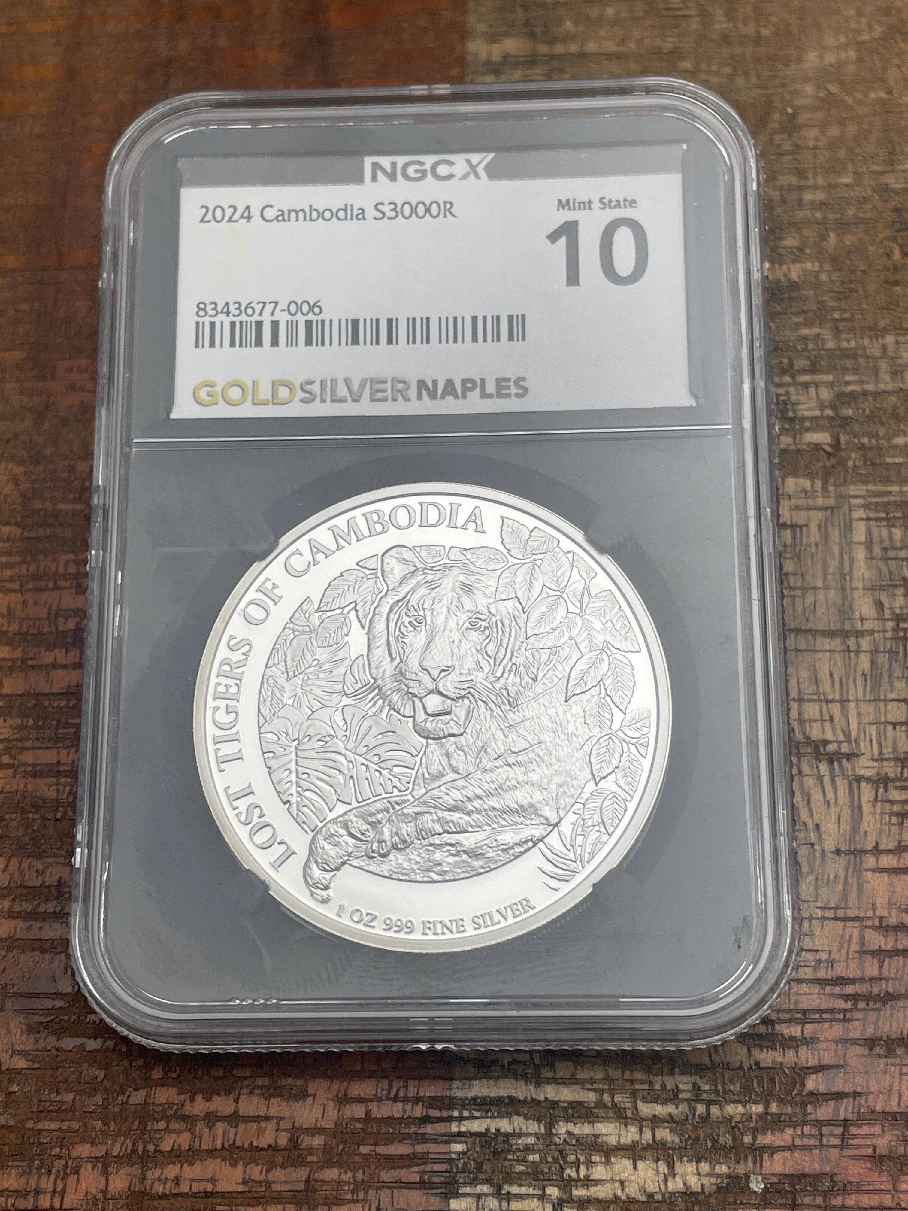 2024 Cambodia 3000 Riels Lost Tiger 1oz .999 Fine Silver NGCX 10