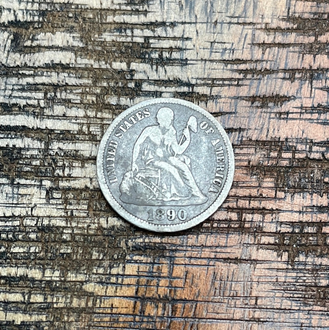 1890 10c US Seated Liberty Dime - 90% Silver