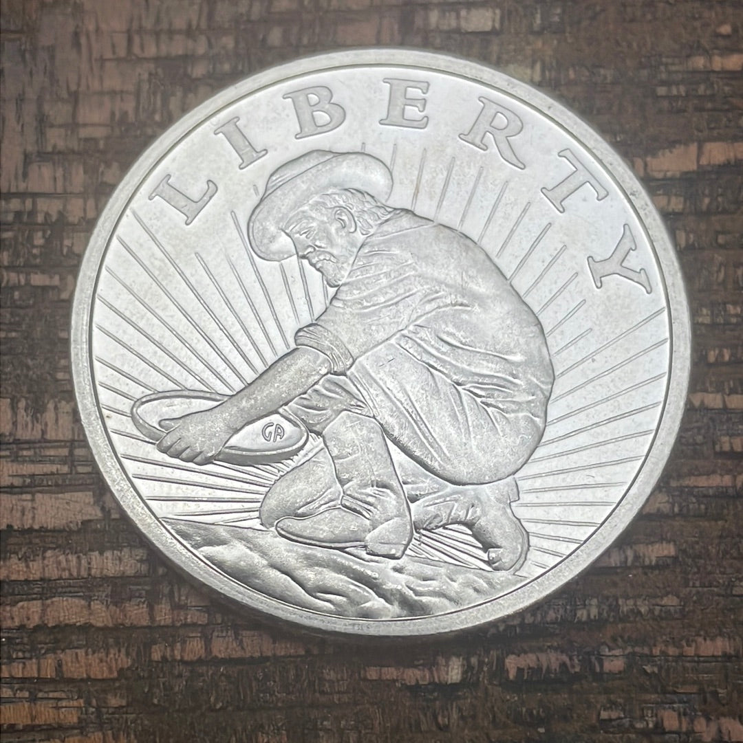 1 oz California Bear Liberty Gold Miner .999 Silver Round ~ Collectible