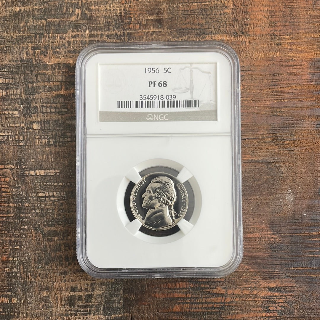 1956 5c US Jefferson Nickel. NGC PF68.