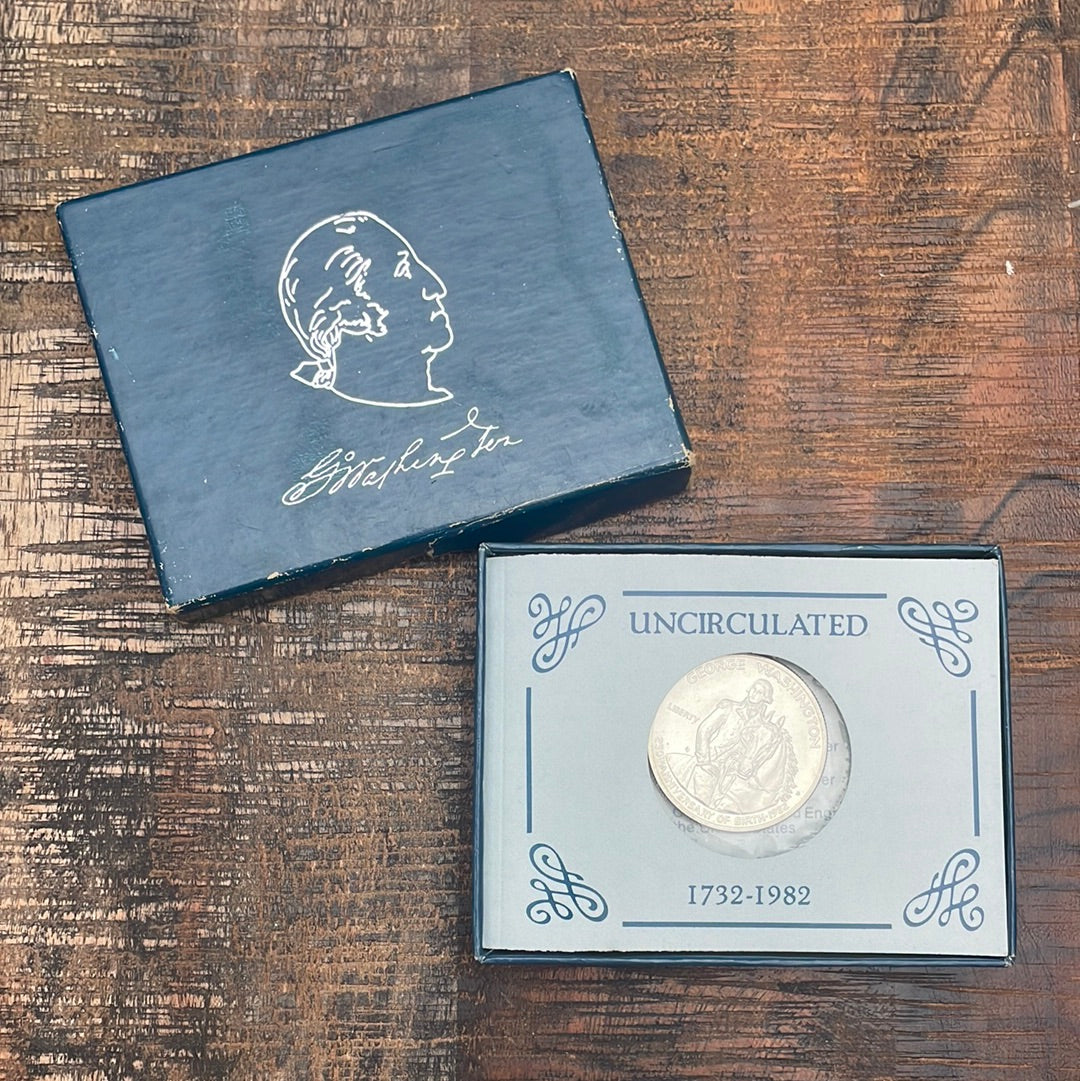 1982-D 50c George Washington Commemorative Half Dollar Silver Uncirculated Coin in mint packaging
