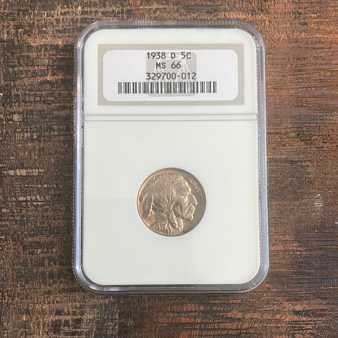 1938-D 5c US Buffalo Nickel. NGC MS66