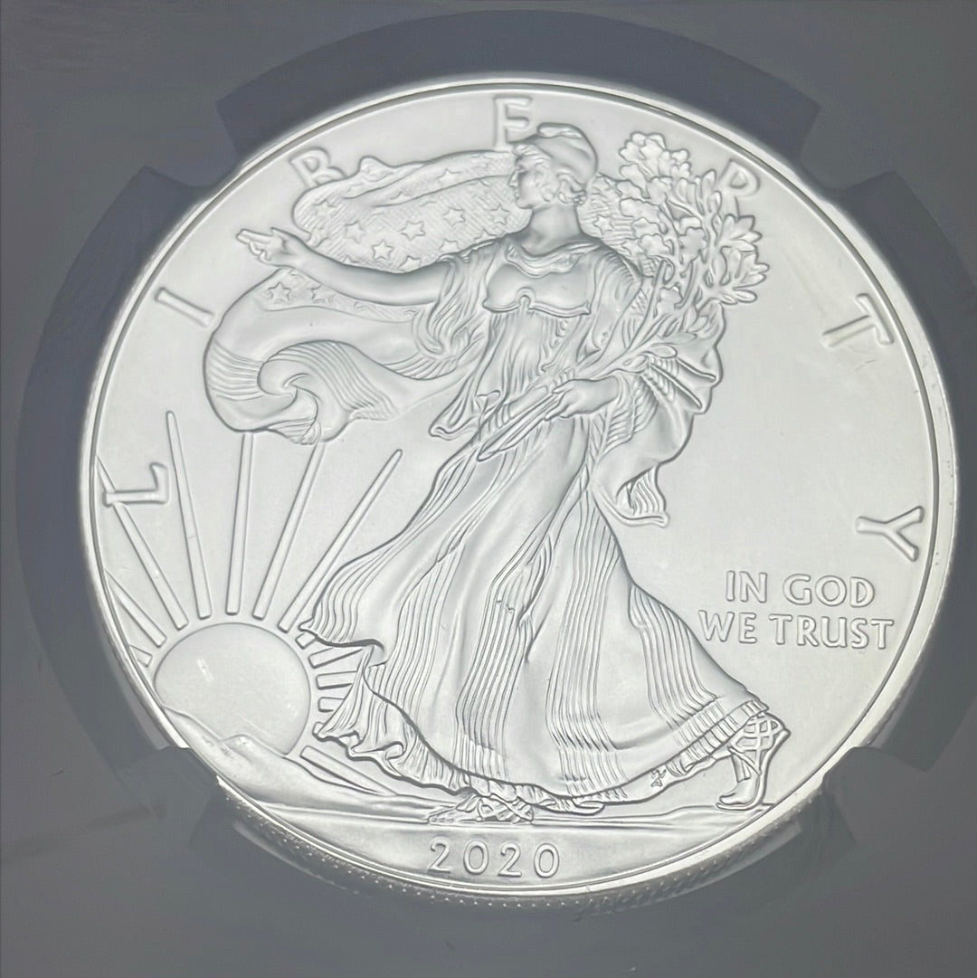 2020 $1 American Silver Eagle~ Emergency Production ~ FDOI ~ NGC MS70 ~ Mercanti signed