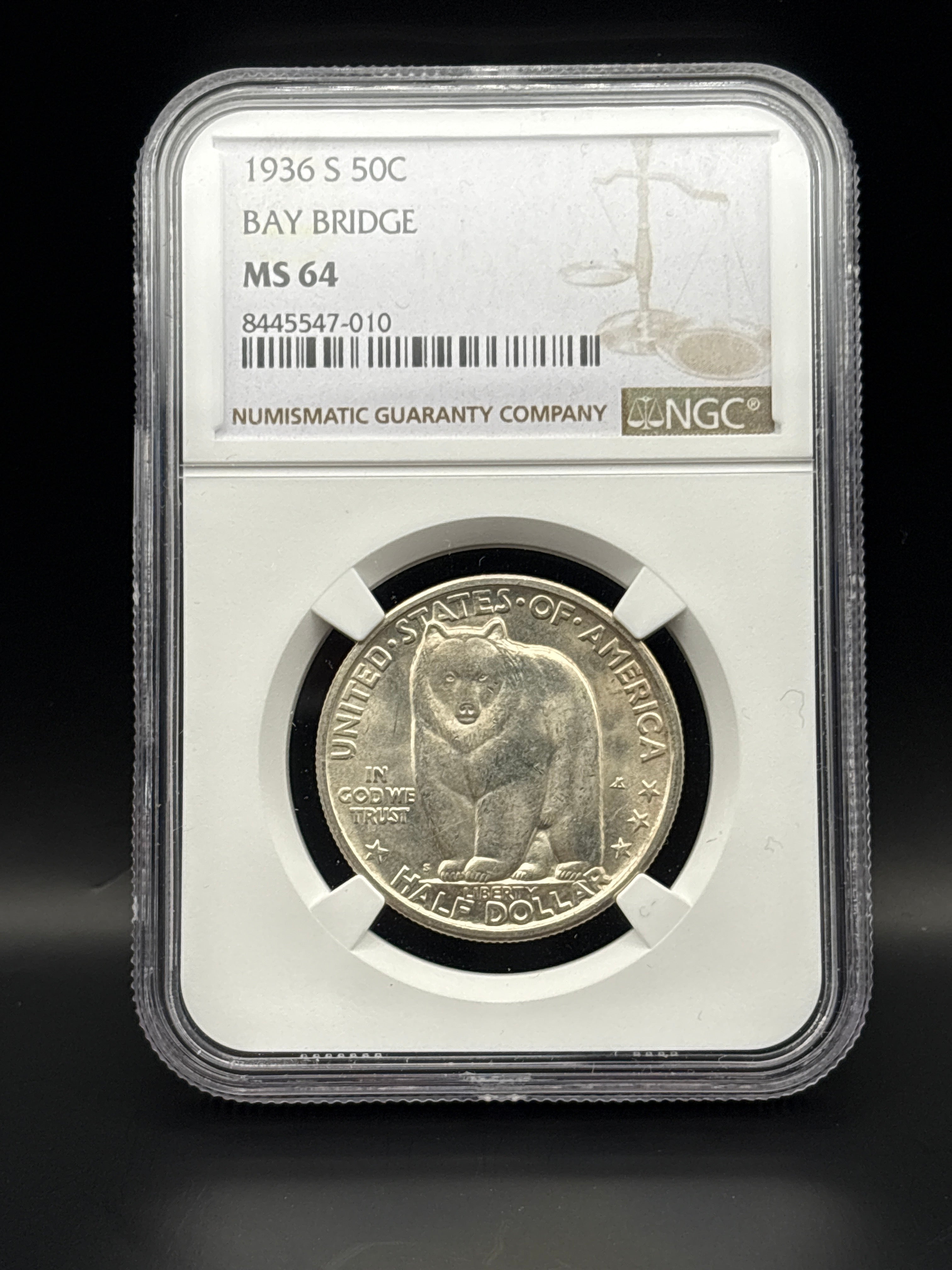 1936-S 50C Bay Bridge Silver Commemorative Half Dollar NGC MS64