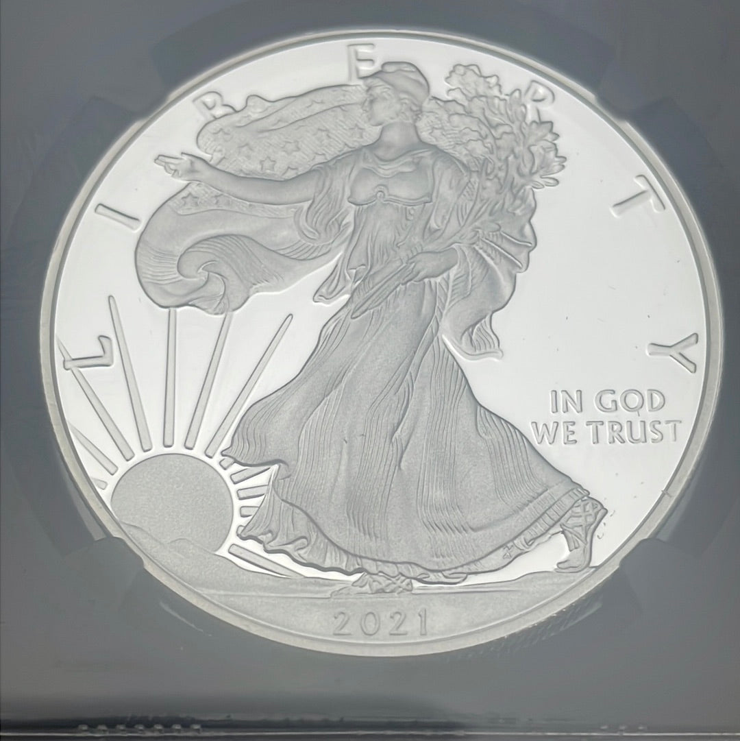 2021-W $1 US American Silver Eagle~ Heraldic Eagle T-1~ Congratulations Set~ FDOI~ NGC PF70 Ultra Cameo~Mercanti Signed
