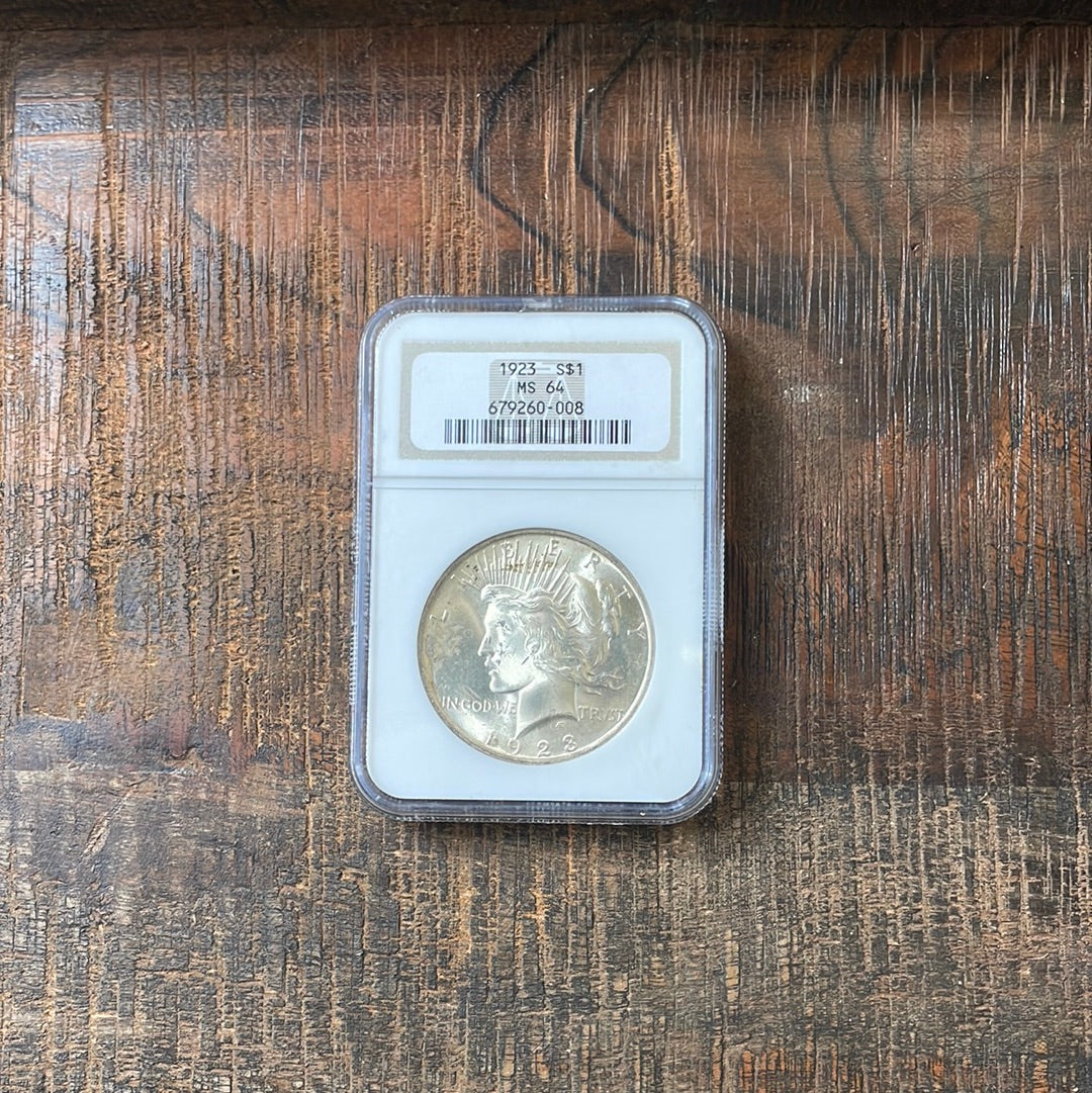 1923 $1 US Silver Peace Dollar NGC MS64