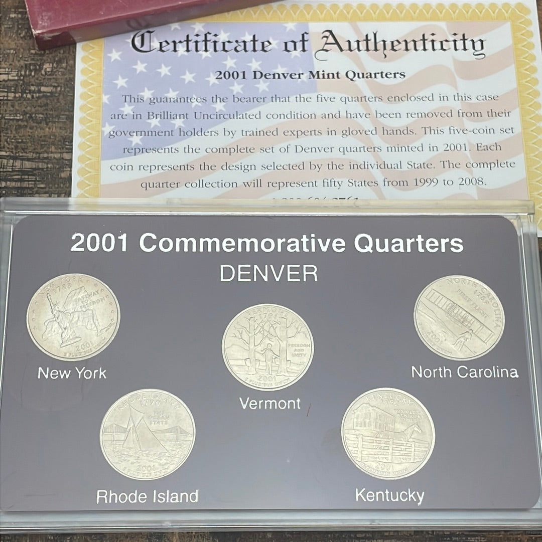 2001-D Commemorative Quarters Set in OGP with COA