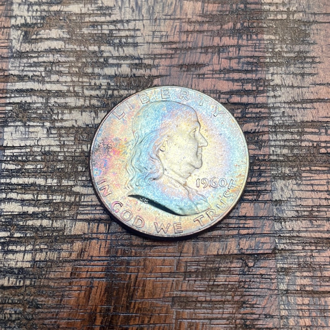 1960 50C US Franklin Half Dollar~Beautifully TONED