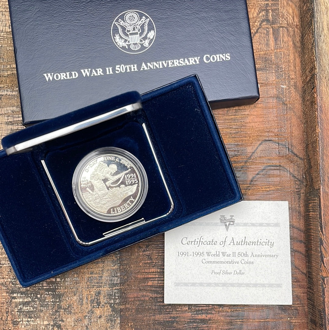 1991-1995 (1993-W) US $1 World War II 50th Anniversary Proof Silver Dollar