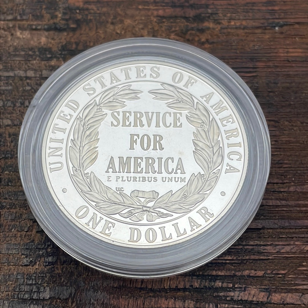 1996-S $1 US National Community Service Silver Dollar Proof Coin in OGP no COA.