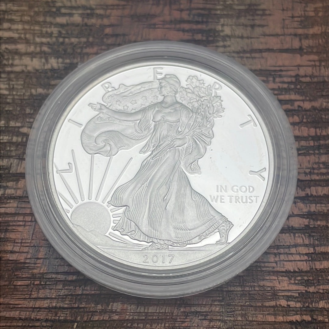 2017-W $1 US American Silver Eagle Proof Coin~Capsule, Presentation Case, Box, with COA.