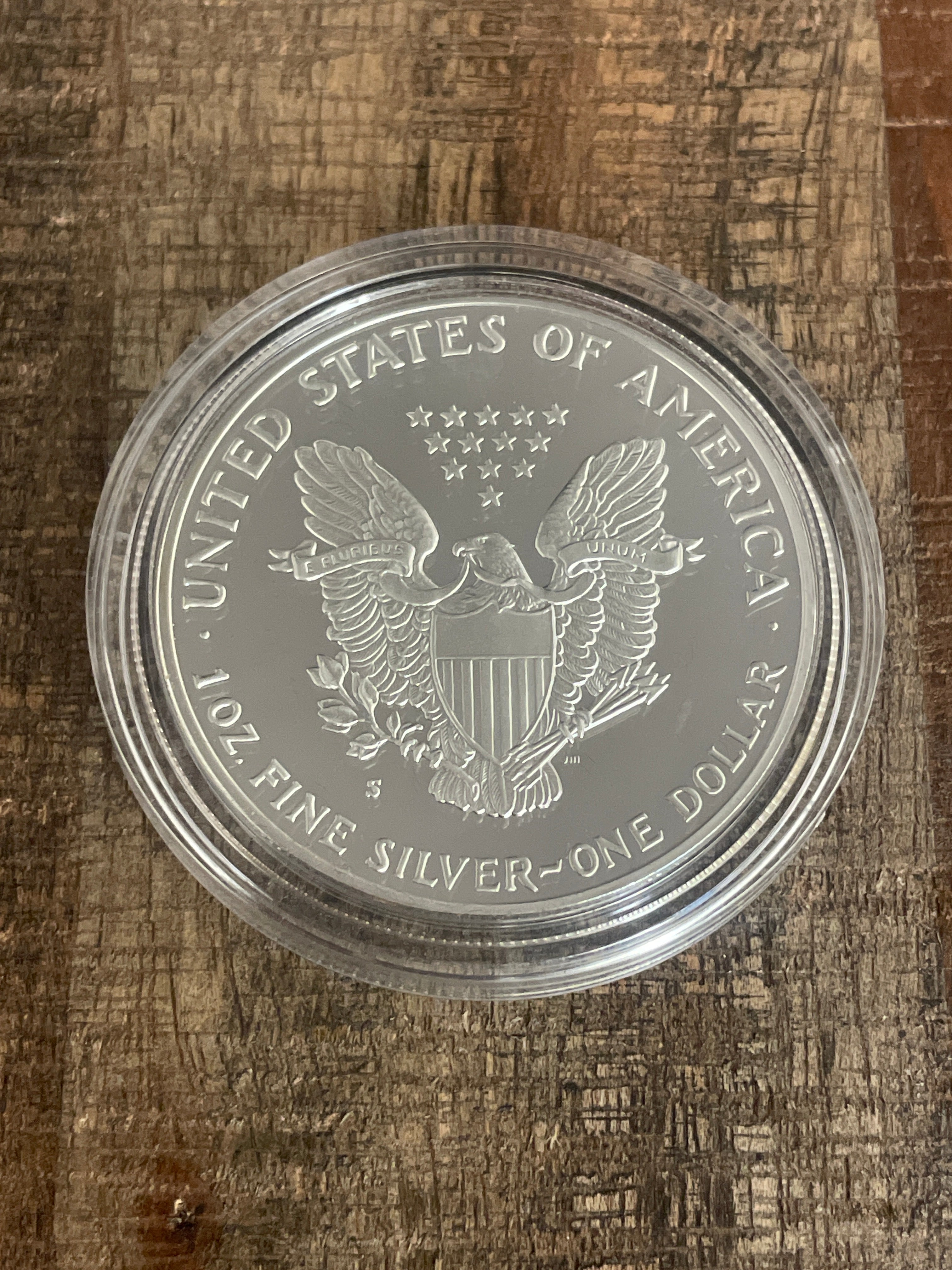1986-S $1 US American Proof Silver Eagle Coin~Capsule, Presentation Case and Box included