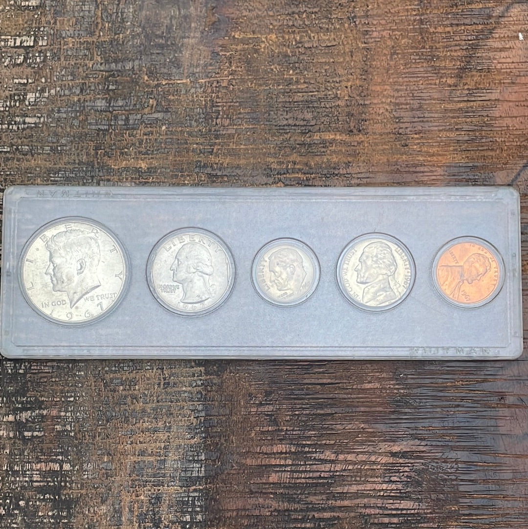1967 Birth Year Set, 5 coin set with 40% Silver Half Dollar.