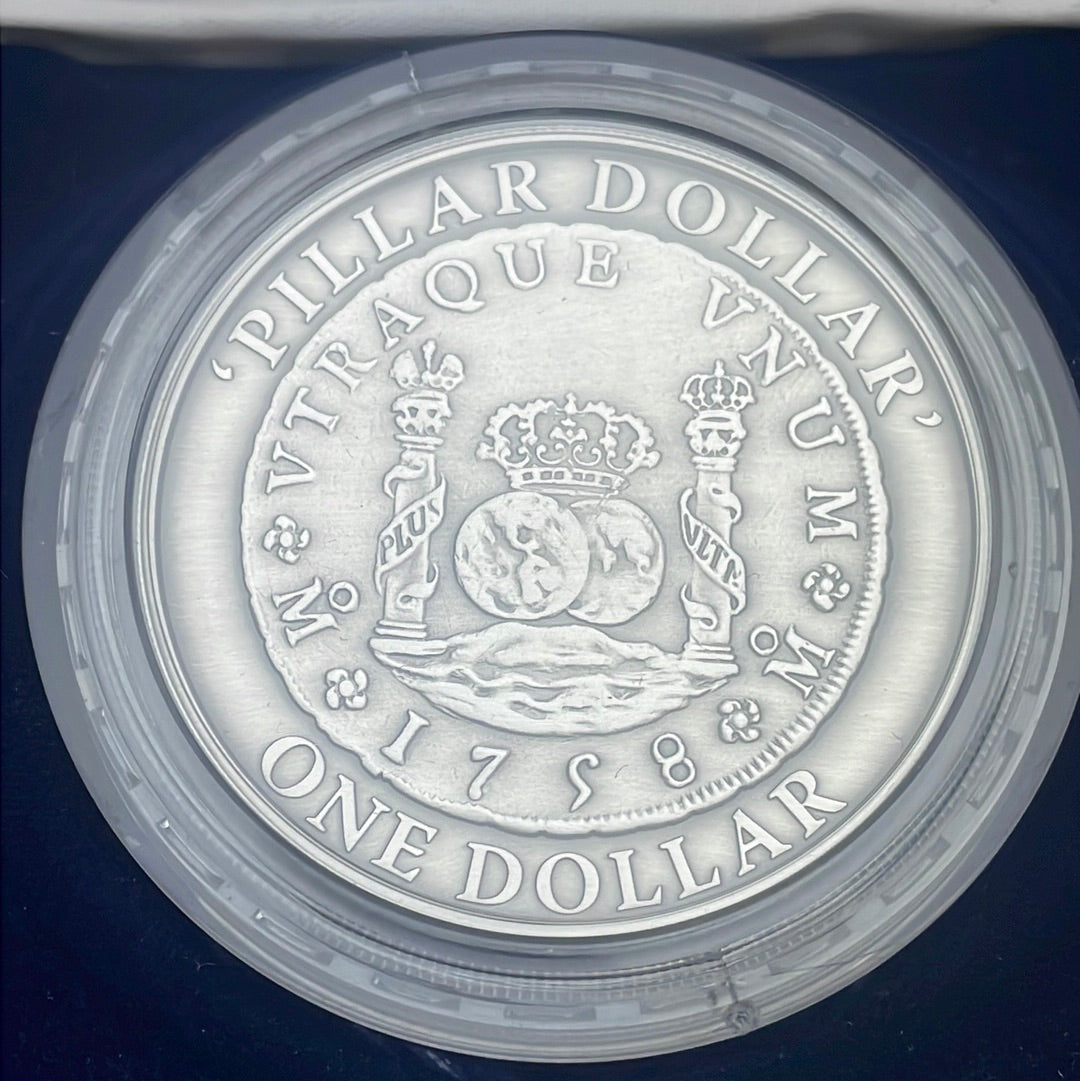 2006 Australia "1758 Pillar Dollar" 60.5 g $1 Silver (.999) Antique Finish Coin w/COA