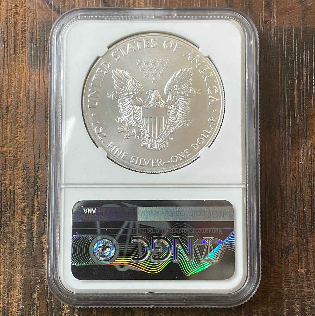 2021 $1 US American Silver Eagle, Heraldic Eagle T-1, FDOI NGC MS70