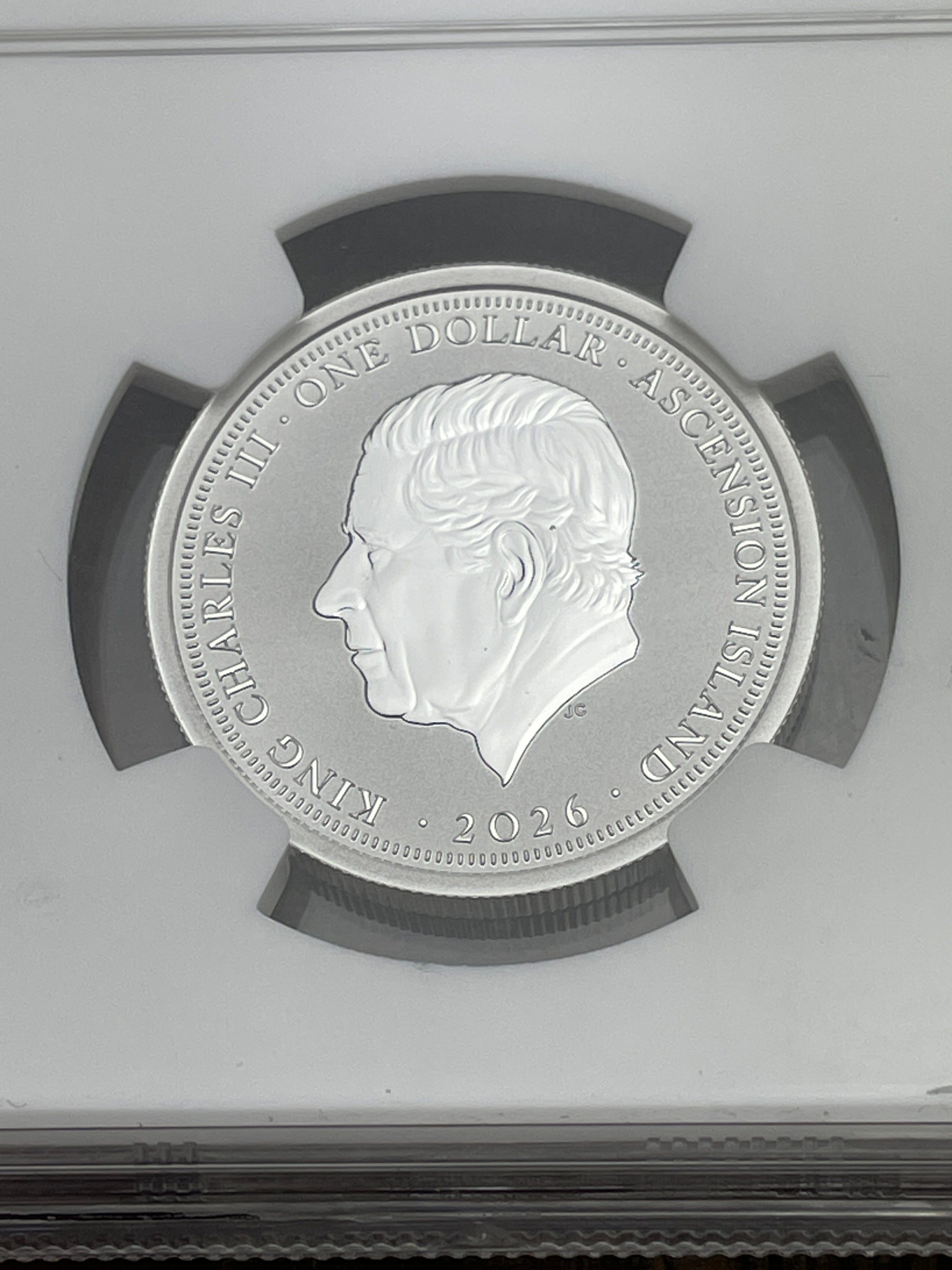 2026 Ascension Island $1 Lunar Horse - Black and Grey 1/2 oz Silver NGC Reverse PF70