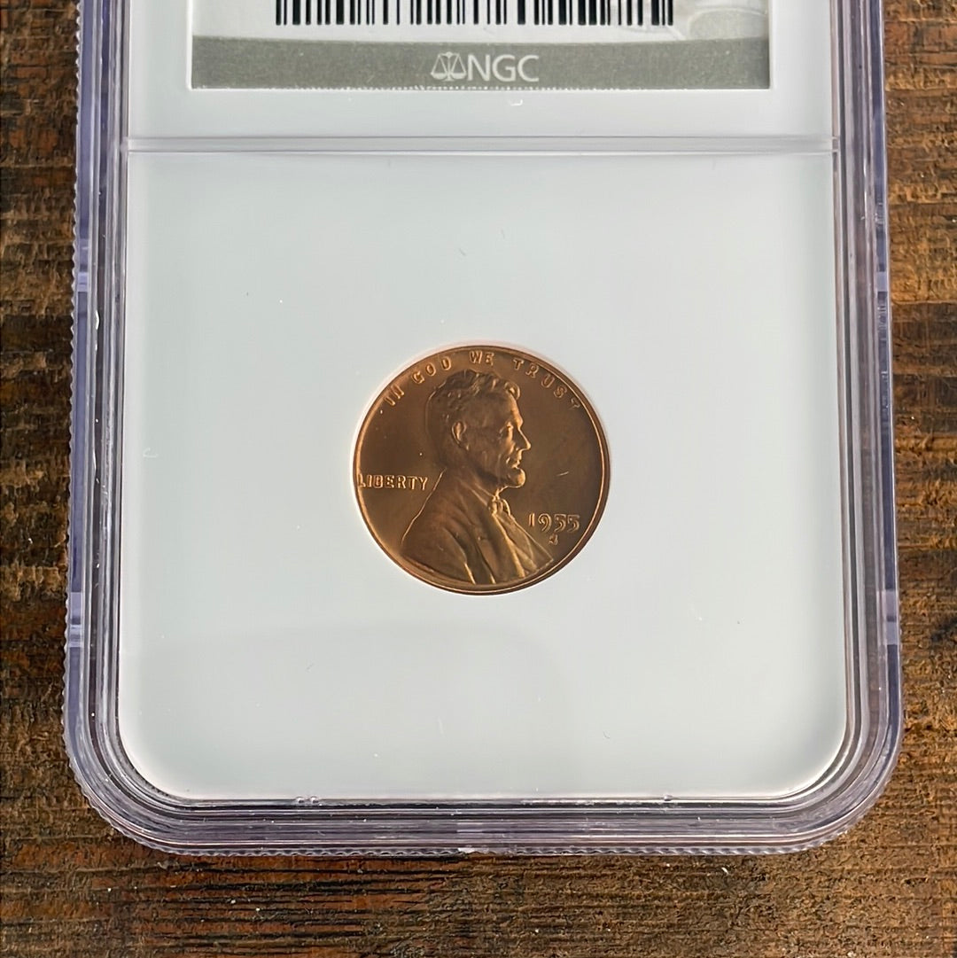 1955-S 1c US Lincoln Wheat Cent NGC MS67 RD