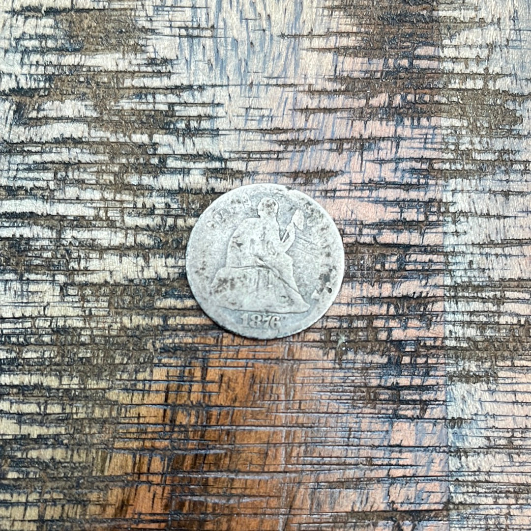 1876-CC 10c US Seated Liberty Dime - 90% Silver