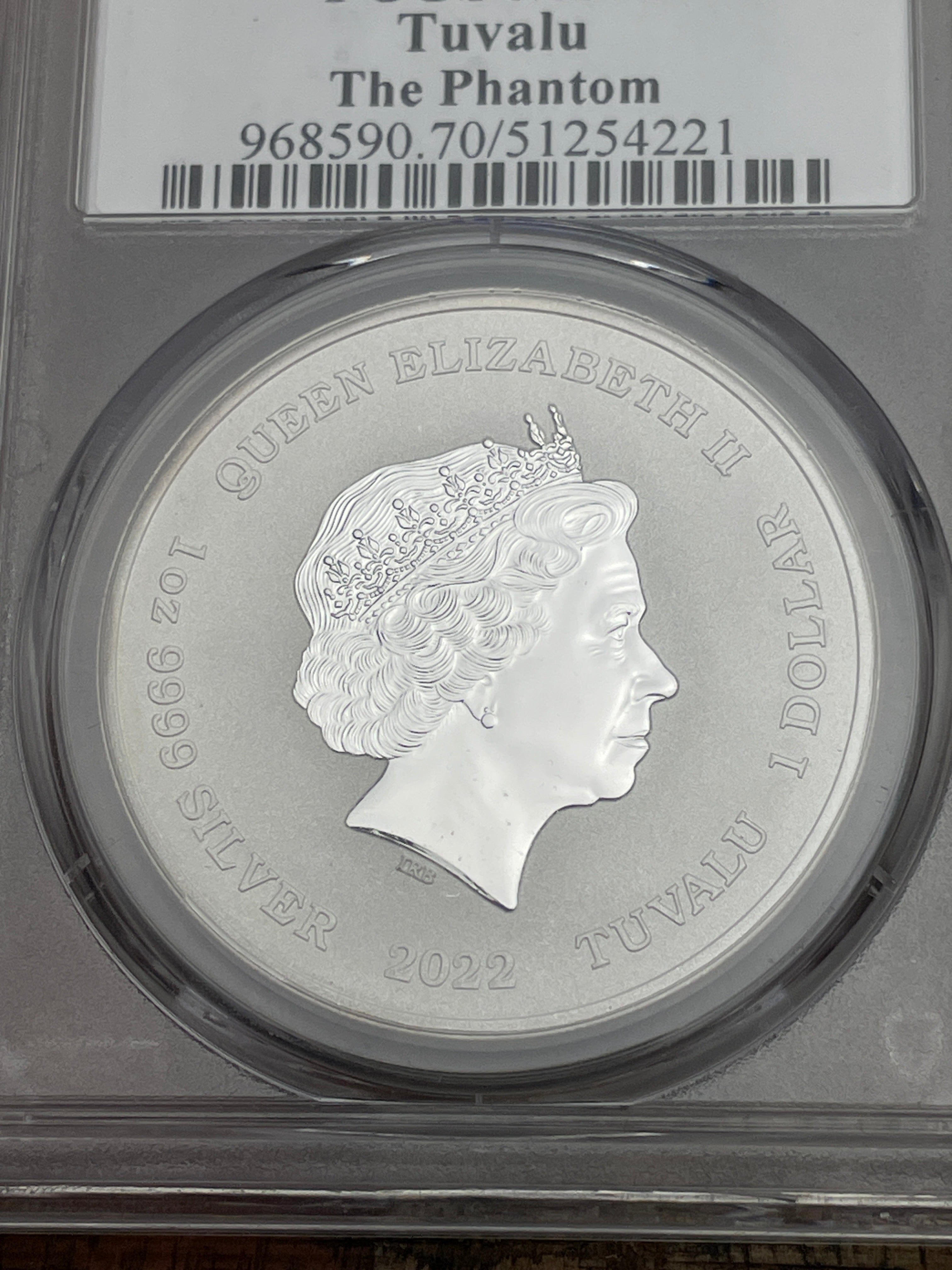 2022 P Tuvalu $1 The Phantom 1oz .9999 Silver PCGS MS70
