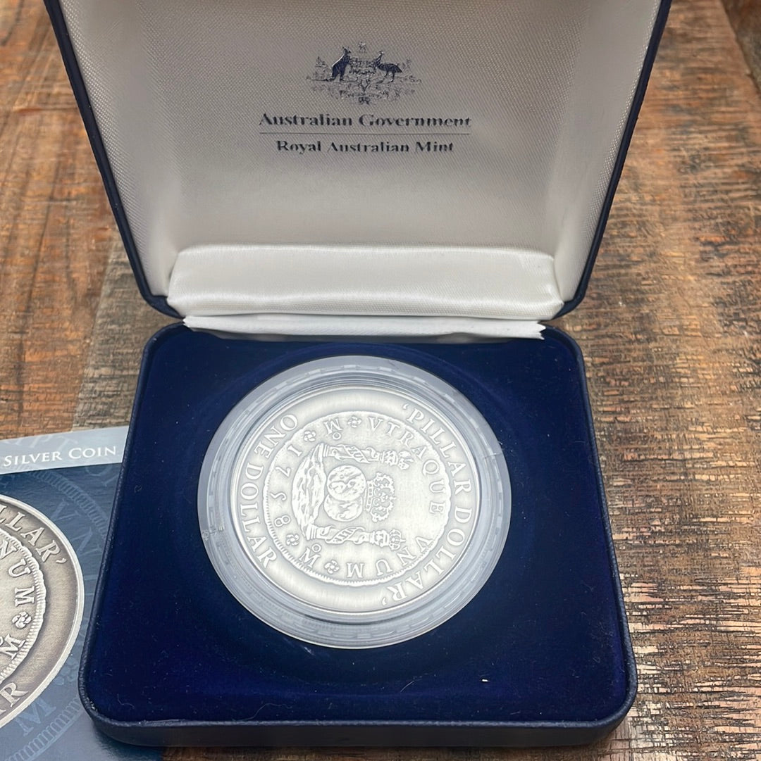 2006 Australia "1758 Pillar Dollar" 60.5 g $1 Silver (.999) Antique Finish Coin w/COA