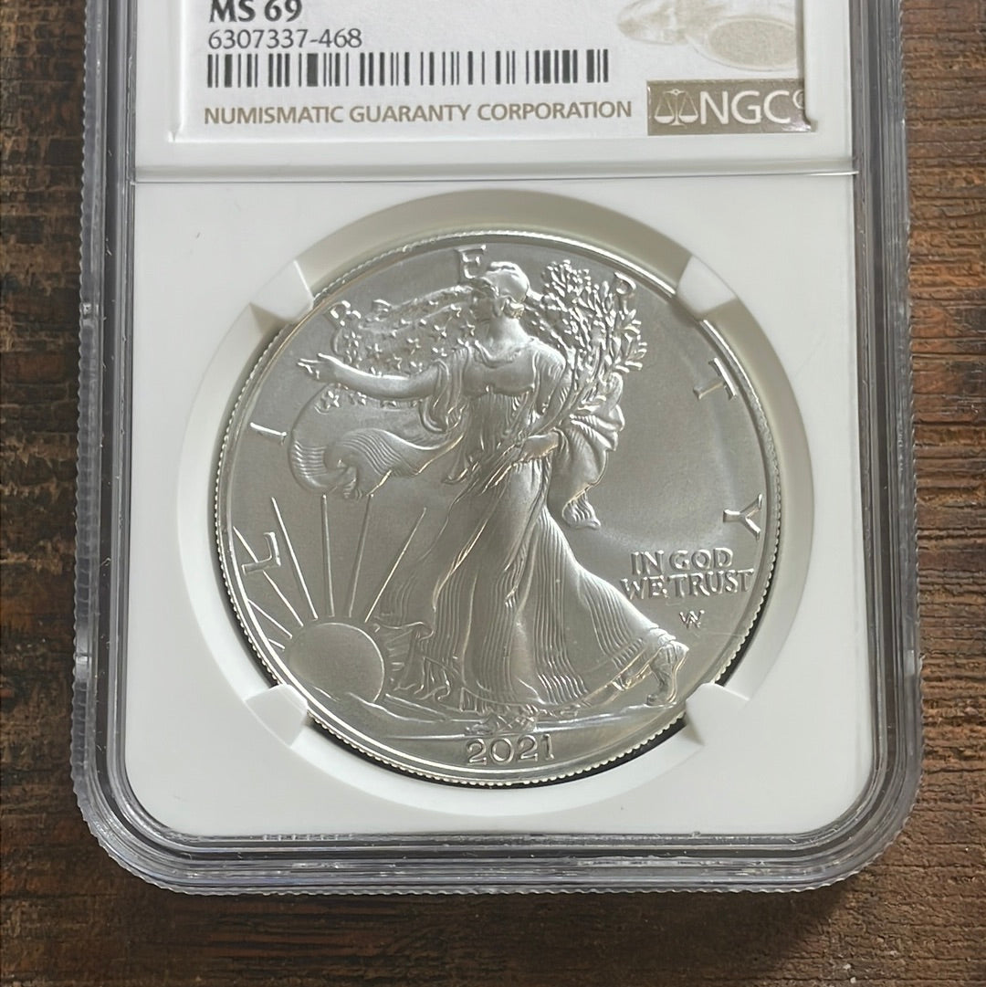 2021-S $1 US American Silver Eagle. Type-2 Emergency Production. NGC MS69.