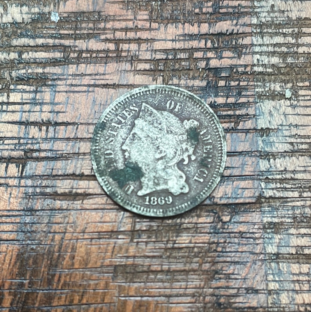 1869 3c US Three Cent Nickel