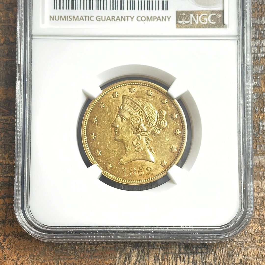 1852 U.S. $10 Gold Liberty NGC AU58 Pre-1933 Gold