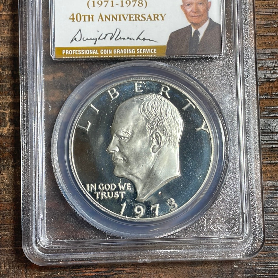 1973-S US $1 Eisenhower 40% Silver Proof Dollar PCGS PR69DCAM