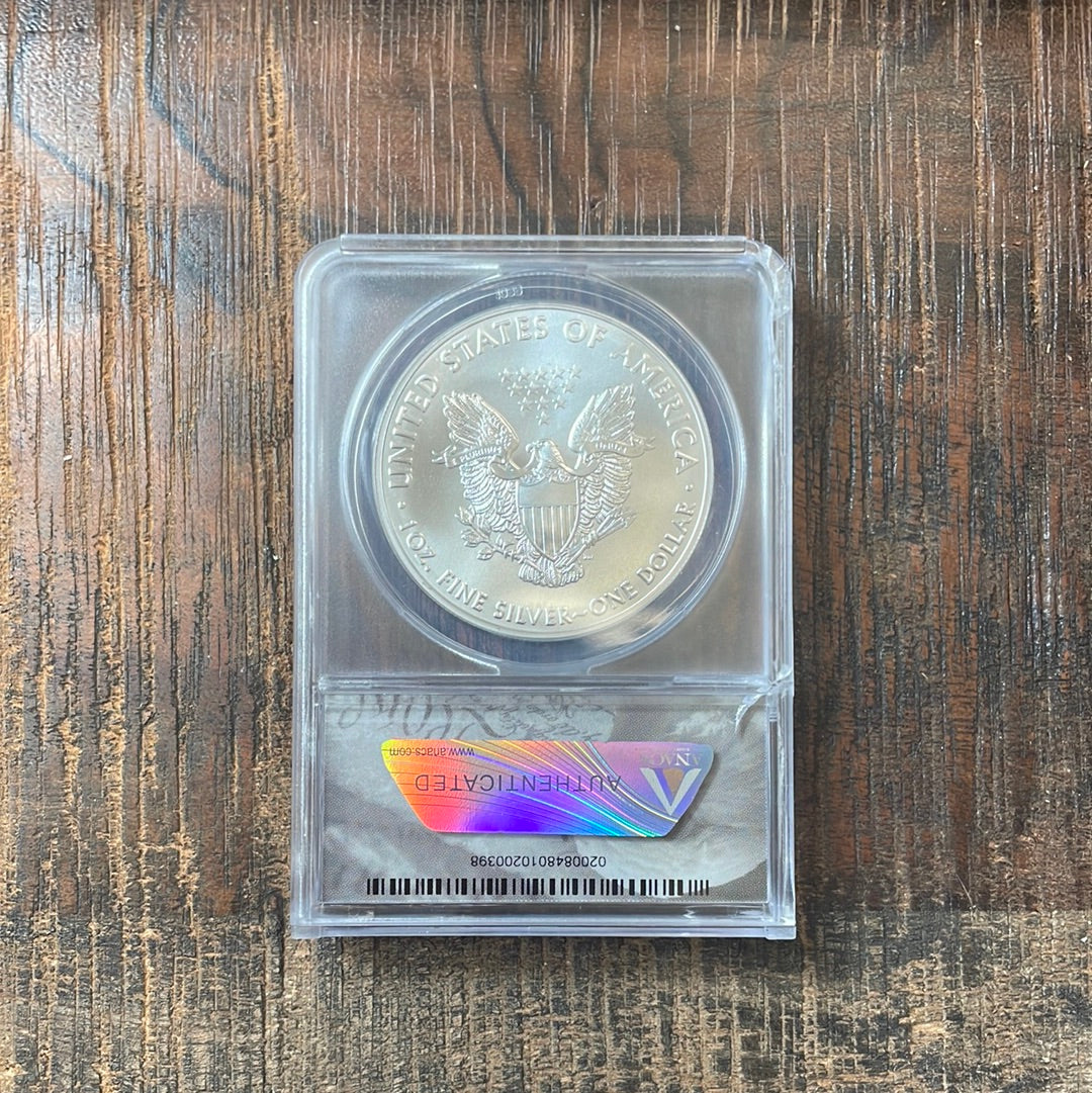 2020-S $1 US American Silver Eagle, Emergency Production, Struck at San Francisco Mint, A first strike coin, ANACS MS69
